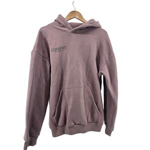 Comfrt Hoodie Unisex Medium Mauve Purple Oversized Fleece Graphic Sweatshirt
